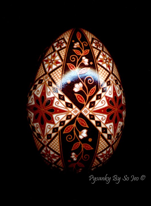 Diamonds & Stars Etched Brown Ukrainian Easter Egg Pysanky By So Jeo
